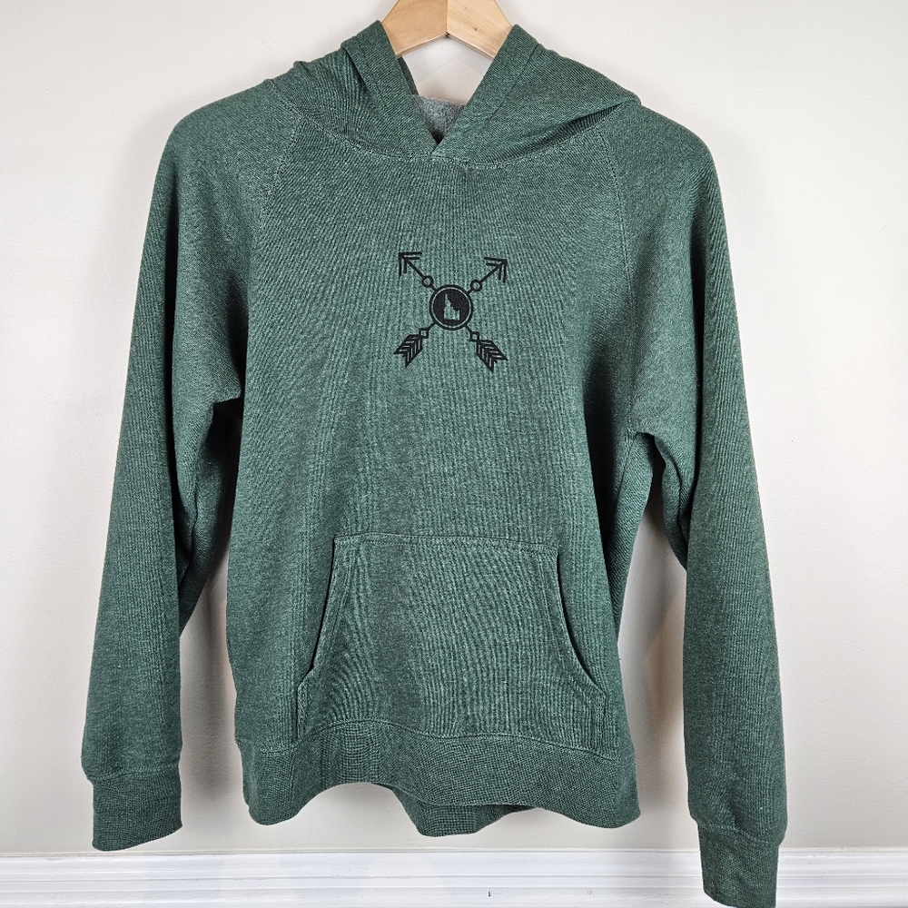 Boise Idaho Green Sweater Hoodie Heathered Girl's Large A0908